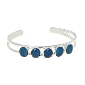 Jay King Sterling Silver 6-3/4" Blue Aquamarine Cuff Bracelet